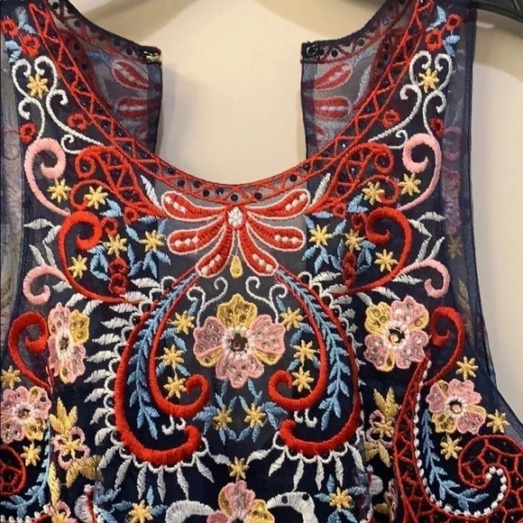 Loviera Embroidered Gown Halter Neck Size 6 Blue New - Picture 5 of 8